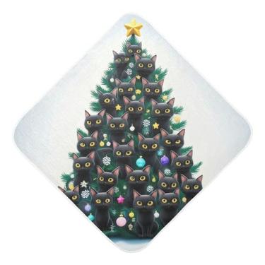 Imagem de Burbuja Toalha de banho de árvore de Natal para bebês - Toalha com capuz de musselina macia e absorvente para recém-nascidos, 89 x 89 cm