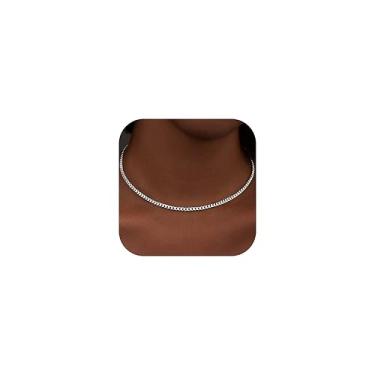 Imagem de WomenGifts Colar de corrente de elos cubanos para mulheres, aço inoxidável banhado a ouro 14K, não mancha e à prova d'água, delicado a grosso (3,5 a 11 mm de largura, 35 a 45 cm de comprimento), joia
