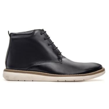 Imagem de Bota Social Masculina Oxford, Couro Legítimo, Cano Médio, Palmilhas PU (Preto, BR, BR, Adulto, Numérico, 39)