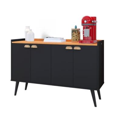 Imagem de Aparador Buffet Cantinho Café Sala Jantar Cozinha Puxador Concha Prateleira Interna(Kiev - Preto/)