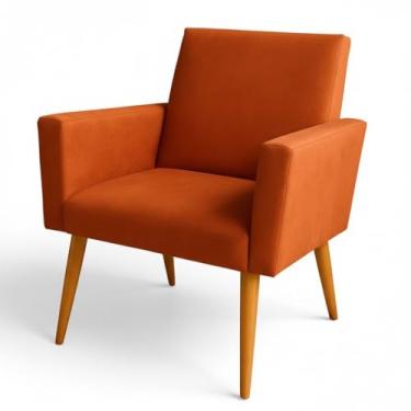 Imagem de Poltrona Estofada para Sala Quarto e Escritório – Conforto e Estilo em Suede Pés Palito Madeira Eucalipto Reflorestado (Terra Cota)