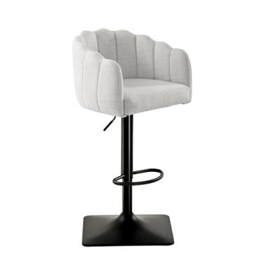 Imagem de SDXYSTCE Conjunto de 1 banco de bar com altura de balcão, banquetas giratórias modernas de meados do século com encosto e banquetas de balcão com pernas de metal, cadeiras de bar estofadas de tecido