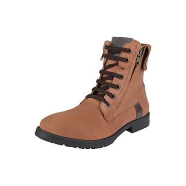 Imagem de Botas de cano curto masculinas LIBERTYZENO de couro genuíno com fecho de cadarço e salto de 2,5 cm, Light Brown, 10