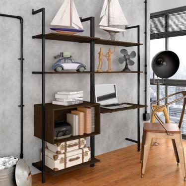 Imagem de Closet Estilo Industrial Siena C/nicho Preto/imbuia - Móveis Arapongas