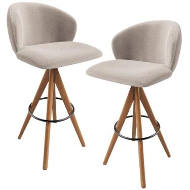 Imagem de Kit 02 Banquetas Alta Giratória Bar Cozinha Sala de Jantar Bar Mia L02 Bouclê Creme - Lyam Decor