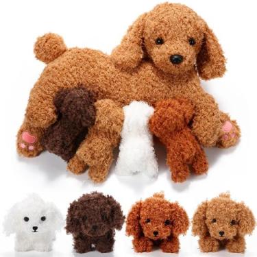 Imagem de Conjunto de bichos de pelúcia Honoson Nurturing Dog Mommy com 4 filhot