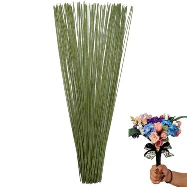 Imagem de FOONEA 100 peças de hastes de arame floral verde calibre 18 para fazer flores artificiais, fio de florista, fios de flores para artesanato, arranjos de flores e projetos de bricolage