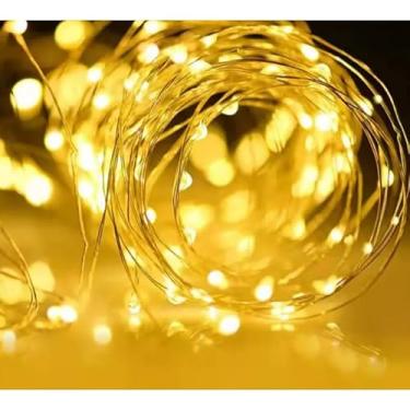 Imagem de Cordão de Luz LED USB 10m ou 20m com 100 ou 200 LEDs – 8 Funções, Fio Transparente, Luz Quente ou Colorida para Natal e Decoração(20 Metros - Luz Quente,1 UNIDADES)