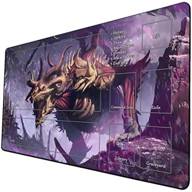 Imagem de STORKY Tapete De Jogo Mtg, Para Tcg 24 X 14" Com Estampa Cartas Colecionáveis E Bolsa Armazenamento, Superfície Borracha Lisa Batalha