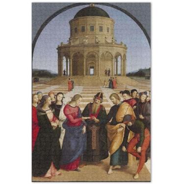 Imagem de Raphael Pintura Casamento Virgem 1000 Peças Quebra-cabeças para Adultos Presentes Elefantes Brancos Grandes Puzzles Arte Decoração Pintura, 75 x 40 cm