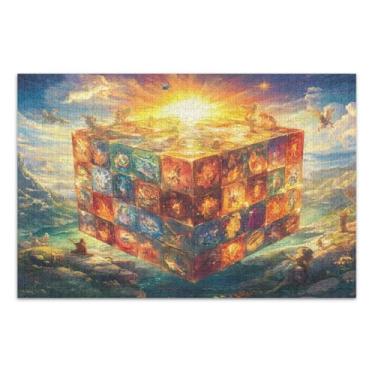 Imagem de Quebra-cabeças de cubo mágico brilhante para adultos 500, jogo de quebra-cabeça com letras na parte de trás