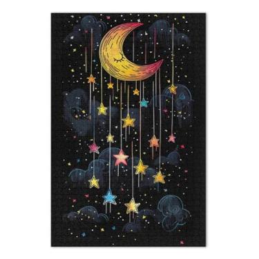 Imagem de Cute Stars Moon Puzzles 500 peças, quebra-cabeças de fantasia para adultos com letras na parte de trás