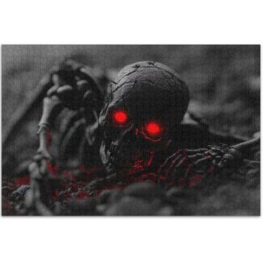Imagem de Quebra-cabeça de zumbi de terror com caveira de Halloween, 1000 peças para adultos, divertido, bobo, divertido, adulto, animal, flor, arte, 75 x 40 cm