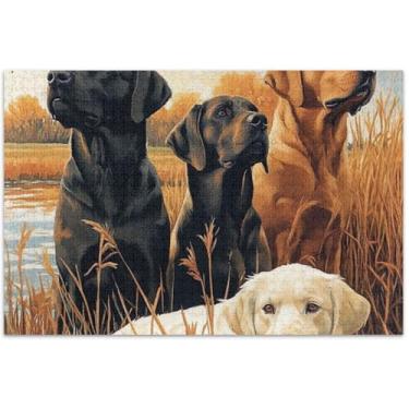 Imagem de 1000 peças de quebra-cabeças fofos de cães labrador retriever para adultos, arte, brinquedo, pintura, personalizado, natureza, quebra-cabeça, família, elefante branco, presentes, 75 x 40 cm