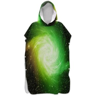 Imagem de Joisal Roupão reutilizável para troca de poncho de surf para adultos toalha de banho com capuz Aestheti verde amarelo estrelas homens mulheres poncho com capuz