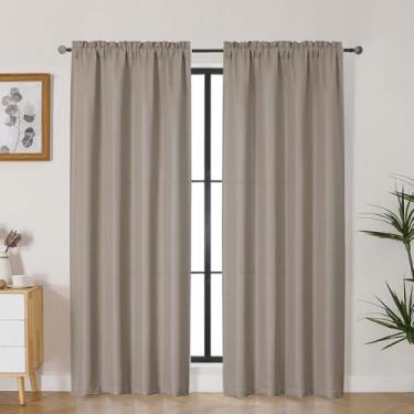 Imagem de Lecloud Cortinas de pedra Bessie para decoração de sala de estar, 2 peças de comprimento, 2 peças, cortinas de quarto, cortinas de filtragem de luz com bolso duplo para varão, para sala de estar, cada