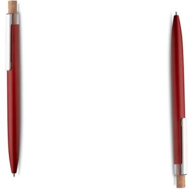 Imagem de Caneta Esferográfica Executiva em Alumínio, Azul, Acionador em Bambu, Corpo Cilíndrico, Acabamento Fosco, Refil Parker, 14cm (Kit 2 Vermelho)