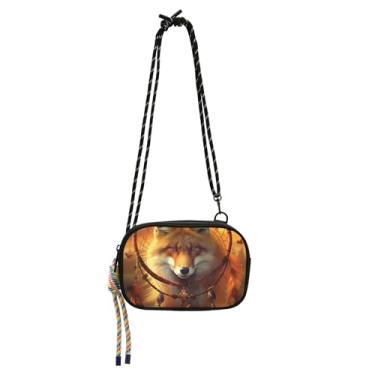 Imagem de TSENQUE Fox Dream Catcher Bolsa pequena transversal feminina bolsa para celular com alça bolsa de ombro pequena alça longa