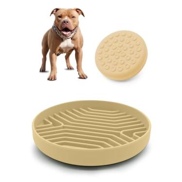 Imagem de PERCELL Tigela de alimentação lenta para cães com ventosas - design de labirinto de silicone antiderrapante para cães (bege)