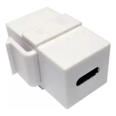 Imagem de Plugue Usb-c Type-c Branco Keystone Para Painel Branco