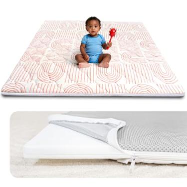 Imagem de Beavtaens Tapete de espuma para bebês 127 x 127 cm, capa removível e lavável na máquina, tapete de brinquedo acolchoado espesso e perfeito para cercadinho, parte inferior antiderrapante, fácil de