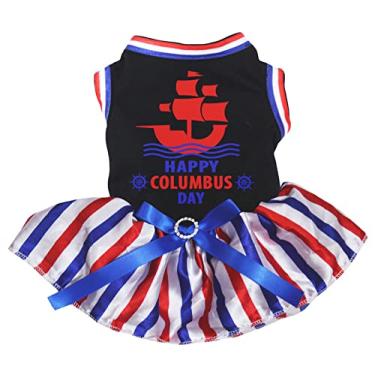 Imagem de Petitebella Vestido de cachorro Happy Columbus Day Ship (preto/listras, grande)