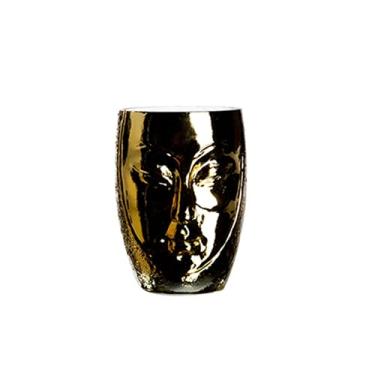 Imagem de Conjunto de garrafas de arte de vidro de cristal com rosto dourado coleção de garrafas de vinho tinto champanhe taça de vinho tinto (copo de uísque de beleza)