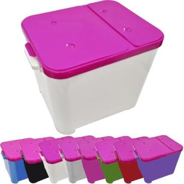 Imagem de Container Porta Ração Canister Plástico com Tampa Rosa Protege Conserv