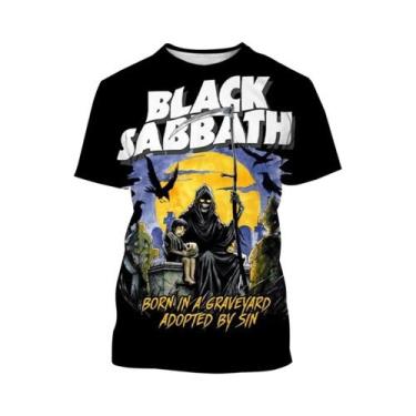 Imagem de Verão nova moda preto sabbath masculino 3d impresso camiseta hip hop c