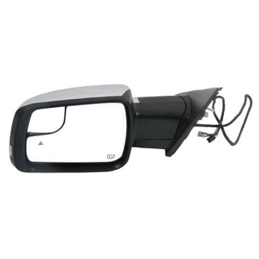Imagem de Jecoupoon Conjunto de espelho cromado do lado esquerdo do motorista compatível com Ram 1500 2019-2025 Sensor de temperatura e ponto cego e seta e luzes de poça e aquecido 68462771AB CH1320473 (6 + 9