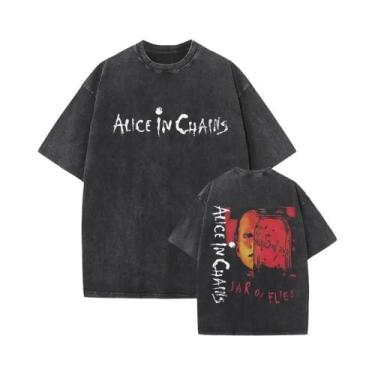 Imagem de Camiseta Vintage Masculina Da Banda De Rock Alice in Chains Y2K Lavada