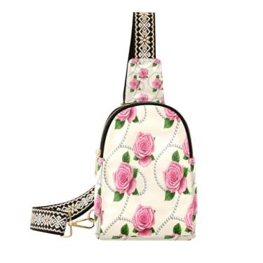 Imagem de CEBUGI Bolsa tiracolo feminina rosa pequena de couro, pochete tiracolo para trilhas, viagens ao ar livre