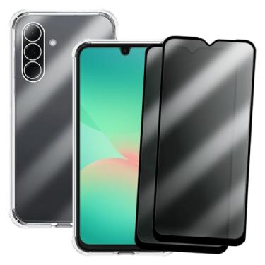 Imagem de Kit Capa + 2 Películas de Privacidade 3D para Samsung Galaxy A26 5G | Anti-Impacto | Transparente | Capinha Transparente + Película Anti Espião Para Samsung Galaxy A26