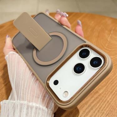 Imagem de Capa de celular dobrável com suporte magnético para iPhone 17, 16, 15, 14, 13, 12, 11 Pro Max Plus, capa de policarbonato, dourado deserto, para iPhone 16