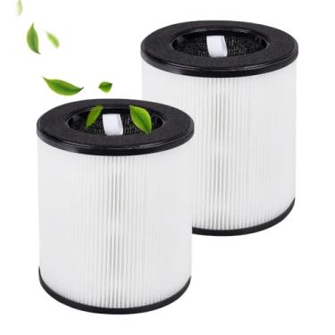 Imagem de OLYCRAFT Pacote com 2 filtros de ar de substituição para purificador, filtros de ar H13 HEPA genuínos, filtros de plástico branco de carbono para purificador B-D02L, remove poeira, fumaça, odor e
