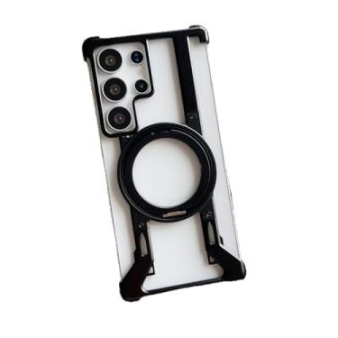 Imagem de SNIDII Capa de telefone magnética sem moldura de metal de luxo para Samsung Galaxy S25 S24 S23 ultra liga de alumínio à prova de choque (preta, S25ultra)