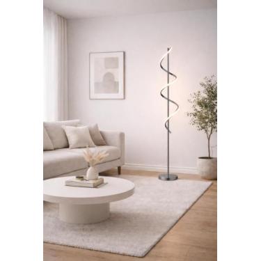 Imagem de Luminária chão moderna coluna metálica slim+ LED espiral 1,35m - Foccu