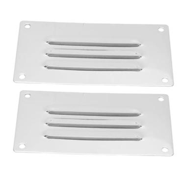Imagem de aqxreight 2 Peças de Grade de Ventilação Com Veneziana de Aço Inoxidável 5x2,6 pol. Painel de Ventilação Retangular Estampado de Grau Marinho 316 para Barcos, Iates, RVs Tampa de Ventilação da