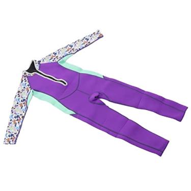 Imagem de SPYMINNPOO Roupa de Mergulho Térmica Infantil de Neoprene de 2,5 Mm de Manga Comprida para Meninos e Meninas de Mergulho, Roupa de Banho Elástica Macia para Brincar Em água Fria, Costura de Nylon,