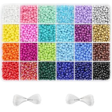 Imagem de efivs arts 4500 contas de sementes 24 cores 4 mm contas redondas para amizade kit de fabricação de pulseiras de cintura pequenas contas arco-íris para artesanato DIY 6/0