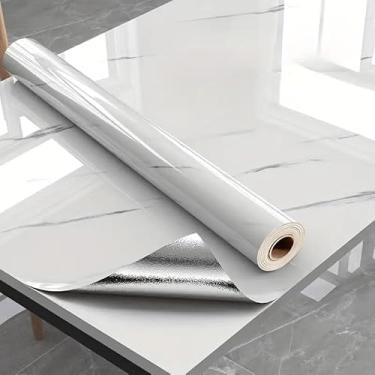 Imagem de Adesivo De Parede Autoadesivo à Prova D'áGua — Estilo MáRmore Branco, Resistente Ao Calor(Cor)