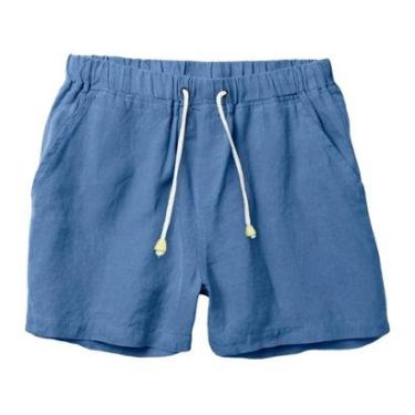 Imagem de Short de Linho Bermuda Com Cordão Masculina Moda Praia Luxo-Masculino