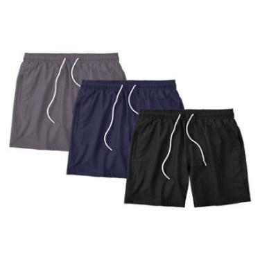 Imagem de Kit 3 Shorts Masculino Liso Básico Bermuda Tactel Água Praia Treino Academia Corrida-Masculino