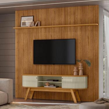 Imagem de Conjunto New Laguna Painel Com Prateleira Aparador Rack Cumaru-opala