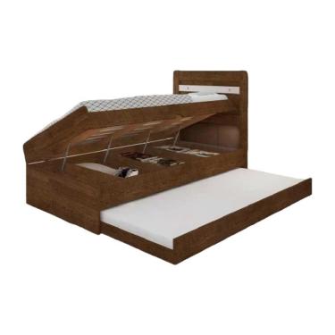 Imagem de Cama Solteiro Larissa Malbec E Off White Com Auxiliar E Dois Colchões Framar