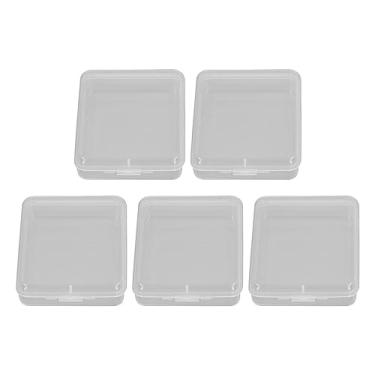 Imagem de Cuofyunl 5 peças caixas de armazenamento de plástico caixa de embalagem vazia recipiente retangular para peças jóias artesanato transparente