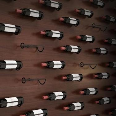 Imagem de Rack de vinho de metal montado na parede, suporte de exibição de garrafa com parafusos de montagem, armazenamento com economia de espaço para garrafas de vinho (preto)