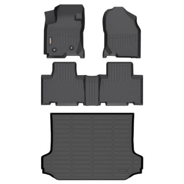 Imagem de Binmotor - Para RAV4 2006-2012 Tapetes de chão e conjunto de forro de carga, inclui 1º + 2º + tapete de porta-malas traseiro, tapete de carro para todos os climas para acessórios RAV4 tapetes de