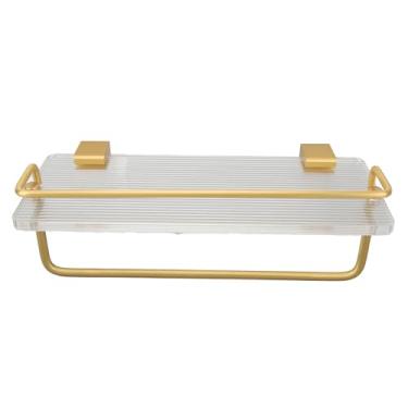 Imagem de Prateleira Flutuante com Toalha Montada na Parede Acrílico Alumínio Porta-Toalha para Sala de Estar Cozinha Quarto