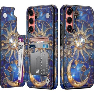 Imagem de Goodon Capa carteira para Samsung Galaxy S25 com suporte para cartão, bloqueio RFID, capa feminina floral vintage estética, capa protetora retrô moderna exclusiva para mulheres e meninas - colagem